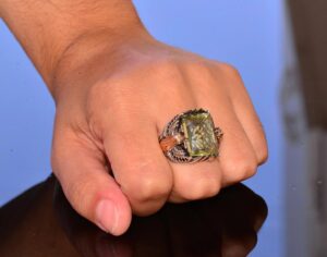 El Yapımı Yapay Citrin Taşlı Yüzük, Kartal Tasarımlı Sterlin Gümüş Erkek Yüzüğü - Neşe ve Refah Sembolü - Görsel 7