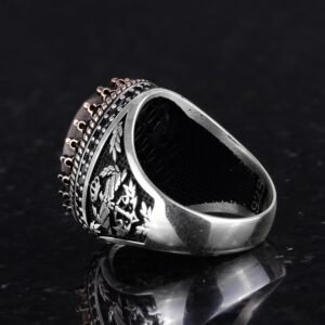 Gerçek Doğal Pirit Taş Yüzük - El Yapımı Kartal Yüzüğü - 925 Ayar Gümüş Yüzük - Görsel 7