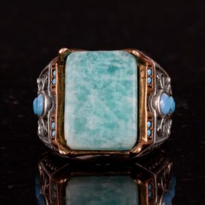 Gerçek Doğal Taş Yüzük - 925 Ayar Gümüş Yüzük (Amazonit) - Görsel 3