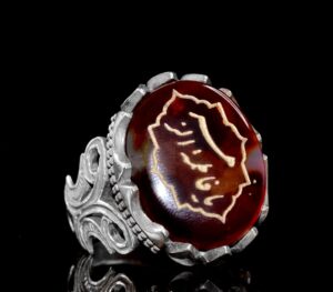 925 Ayar Gümüş Yüzük, İslami Yüzük, Doğal Akik Taşı - Görsel 6