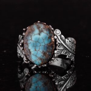 Gerçek Doğal Arizona Turkuaz Taş Yüzük, 925 Ayar Gümüş Yüzük, Minimalist El Yapımı Yüzük (Stil-9) - Görsel 6