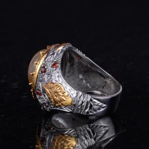 Gerçek Doğal Taş Yüzük - Sultan Yüzüğü - 925 Ayar Gümüş Yüzük (Altın Rutilli Kuvars) - Görsel 7