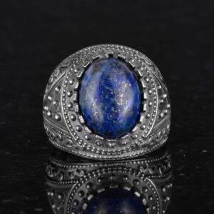 Gerçek Doğal Taş Yüzük, 925 Ayar Katı Gümüş Erkek Yüzüğü (Lapis Lazuli) - Görsel 4