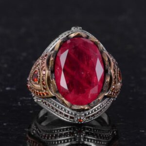 925 Ayar Gümüş Yüzük - Yapay Taş Yüzük - El Yapımı Şık Yüzük (Yapay Paraiba) - Görsel 4