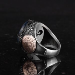 Özel Desenli Yüzük - Davut Yıldızı Yüzüğü - El Yapımı Yüzük - 925 Ayar Gümüş Erkek Yüzüğü (Çift Başlı Kartal) - Görsel 7