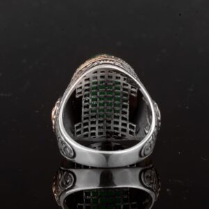 Erkekler için Gümüş Yüzük, Gerçek Doğal Yeşim Taşı Yüzük, Kral Yüzüğü - Görsel 6