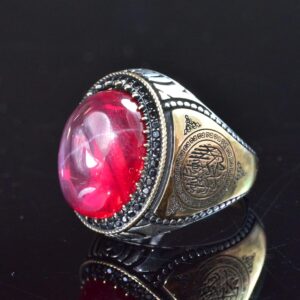 925 Ayar Gümüş Erkek Yüzük, Gerçek Doğal Taş Yüzük, İslami Yüzük (Yıldız Yakutu) - Görsel 6