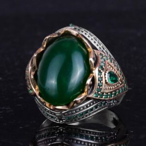 Gerçek Doğal Taş El Yapımı Yüzük - 925 Ayar Gümüş Şık Yüzük (Jade) - Görsel 6