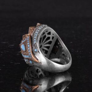 Oluşturulmuş Taş Yüzük - Şık El Yapımı 925 Ayar Gümüş Erkek Takısı - Erkek Yüzük (Oluşturulmuş Kristal) - Görsel 7