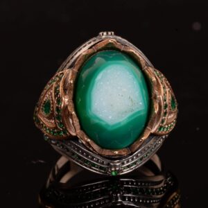 Gerçek Doğal Taş El Yapımı Yüzük - 925 Ayar Gümüş Şık Yüzük (Drusy Kuvars) - Görsel 5