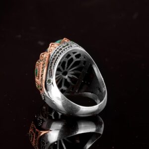 Gerçek Doğal Arizona Turkuaz Taş Yüzük - 925 Ayar Gümüş Erkek Yüzük - Görsel 7