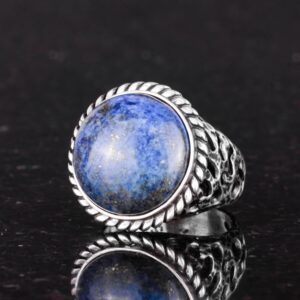Gerçek Doğal Taş Yüzük - 925 Ayar Katı Gümüş Erkek Yüzüğü Lapis Lazuli ile - Görsel 5