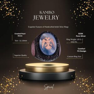 Özel Desenli Yüzük - Davut Yıldızı Yüzüğü - El Yapımı Yüzük - 925 Ayar Gümüş Erkek Yüzüğü (Çift Başlı Kartal) - Görsel 2