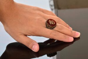 Doğal Kırmızı Akik Taş Yüzük - 925 Ayar Gümüş Yüzük Erkekler için - Yüzükler (Yazılı) - Görsel 6