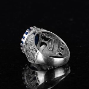 Lapis Lazuli Taş Yüzük - 925 Ayar Katı Gümüş Erkek Yüzük - Bilgelik ve Gerçek Tasarımı - Görsel 6