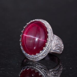 Gerçek Doğal Yıldız Yakutu Taşlı Yüzük, El Yapımı Yüzük, 925 Ayar Gümüş Yüzük Erkekler İçin - Görsel 5