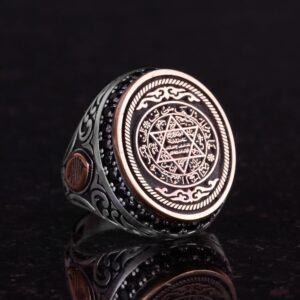 David Star Yüzüğü, Süleyman Erkek Yüzüğü, Kabbala Yüzüğü, 925 Ayar Gümüş Yüzük - Görsel 3