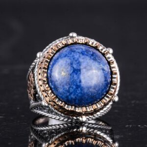 Gerçek Doğal Taş El Yapımı Yüzük - 925 Ayar Gümüş Yüzük (Lapis Lazuli) - Görsel 5