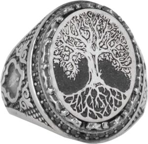 Ağaç Hayatı Tasarımlı El Yapımı Vintage Tarzı Gümüş Yüzük - Görsel 1