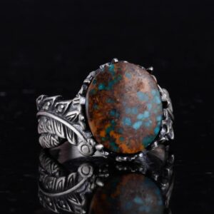 Gerçek Doğal Arizona Turkuaz Taş Yüzüğü, 925 Ayar Gümüş Yüzük, Minimalist El Yapımı Yüzük - Görsel 5