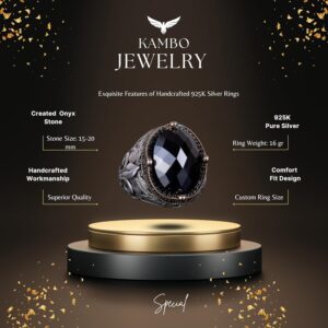 925 Ayar Gümüş Yüzükler Premium Oluşturulmuş Taşlarla (Oluşturulmuş Oniks) - Görsel 5