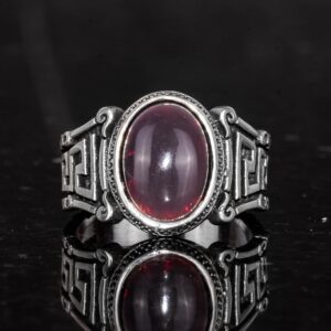 El Yapımı 925 Ayar Gümüş Erkek Yüzük, Doğal Etiyopya Opal Taşı - Labirent Tasarımı - Görsel 4