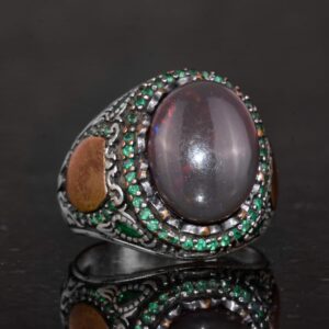 925 Ayar Gümüş Yüzük ile Gerçek Oval Opal Taşı - Özgün İfadelere Sahip Takı Parçası - Görsel 5