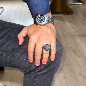 Gerçek Doğal Opal Taşı ile Erkek Yüzük - 925 Ayar Gümüş El Yapımı Tasarım - Görsel 3