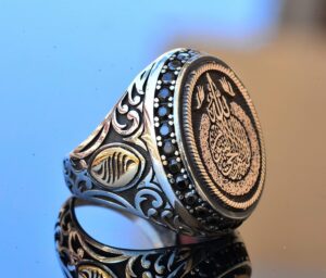 Gümüş Yüzük, Ayetel Kürsi, Nazar Boncuğu Ayeti Oymalı 925 Gümüş Yüzük, İslami Yüzük - Görsel 2