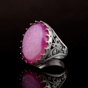 Drusy Kuvars ile Gümüş Erkek Yüzük - Parlak Taş Koleksiyonu - Görsel 3