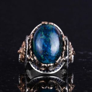 Gümüş Hayvan Aslan Yüzüğü, El Yapımı Azurit Taş Yüzüğü - Gizemli 925K Katı Gümüş Erkek Yüzüğü - İçgörü ve Netlik Tasarımı - Görsel 4