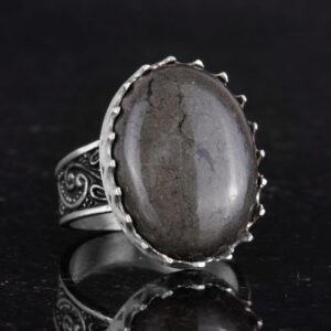 Gerçek Doğal Taş Yüzük - 925 Ayar Gümüş Büyük Yüzük - El Yapımı Yüzük (Pirit) - Görsel 5