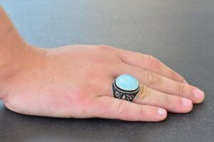 Erkekler için Elmas Taş Koleksiyonu: 925 Ayar Gümüş Yüzükler - Doğal Taş Seçimi (Akuamarin) - Görsel 6