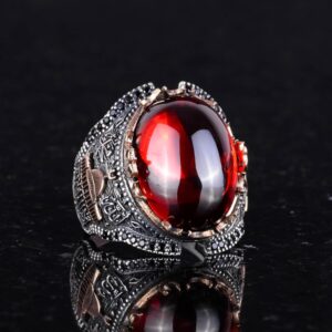 Gümüş Camii Yüzük, Cabochon Garnet Yapay Taş Yüzük, 925 Ayar Gümüş Yüzük Erkekler İçin, Çeşitli & Farklı Koleksiyon - Görsel 6