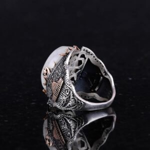 Doğal Ay Taşı Değerli Taş Yüzüğü, 925 Ayar Kaliteli Gümüş Erkek Yüzüğü, Ay Işığı Tasarımı - Görsel 6