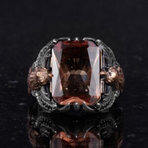 Erkekler için Kartal Sembollü Yapay Taş Yüzük, El Yapımı 925 Ayar Gümüş Yüzük - Koruma Sembolü (Yapılmış sultanit) - Görsel 4