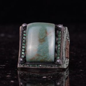 Sterling Gümüş Erkek Yüzük - Doğal Jade Taşlı - İslami Tasarım - El Yapımı Vintage Yüzük - Görsel 4