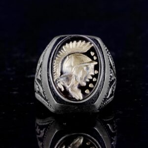 Amerikan Baş Şef Yüzüğü - Doğal Kırmızı Akik Taşı Yüzüğü - 925 Ayar Gümüş Yüzük - Oymalı Taş Yüzük - Görsel 4