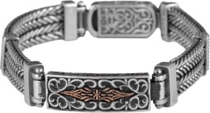 925 Ayar Gümüş Erkek Bilezik El Yapımı Detaylı Tasarım - Görsel 1