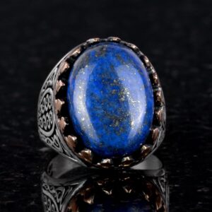 925 Ayar Katı Gümüş Erkek Yüzüğü Doğal Taşlarla - El Yapımı Zarafet (Lapis Lazuli Taşı) - Görsel 2
