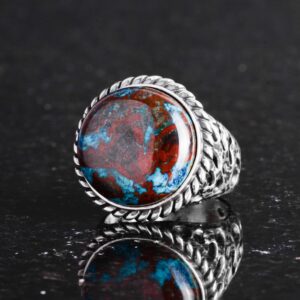 Gerçek Doğal Azurit Taş Yüzük - 925 Ayar Saf Gümüş Erkek Yüzüğü - Görsel 4