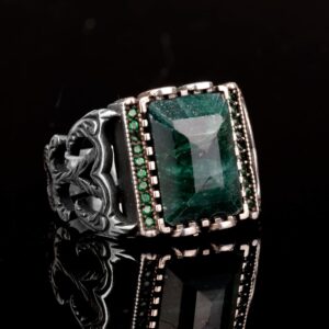 925 Ayar Gümüş Yüzük. Gerçek Doğal Taş Yüzük. (Zümrüt) - Görsel 3