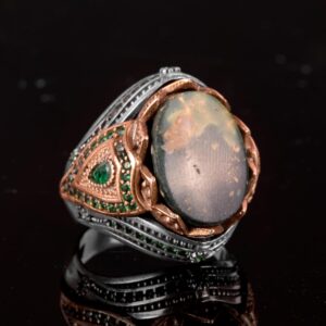 Gerçek Doğal Arizona Turkuaz Taşlı Yüzük - 925 Ayar Gümüş Erkek Yüzük - Görsel 4