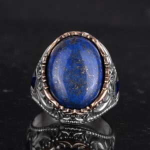 Gerçek Doğal Taş Yüzük - 925 Ayar Gümüş El Yapımı Yüzük (Lapis Lazuli) - Görsel 4