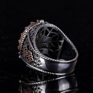 Doğal Prehnit Yeşim Taşı Yüzük, Şifa Veren 925K Katı Gümüş Erkek Yüzüğü, Huzur ve İçgörü Tasarımı - Görsel 6