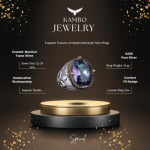 925 Ayar Gümüş Yüzükler Premium Üretilmiş Taşlarla (Mistikal Topaz Üretilmiş Taşı) - Görsel 5