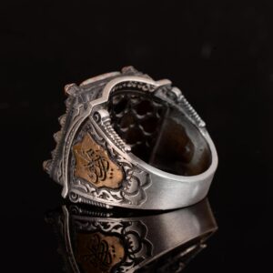 925 Ayar Gümüş Erkek Yüzük, Gerçek Arizona Turkuaz Doğal Taş Yüzük - Görsel 6