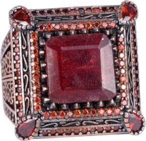 Gerçek Doğal Yakut Taşlı Yüzük, Erkekler İçin El Yapımı Yüzük, 925 Ayar Gümüş Yüzük - Görsel 1