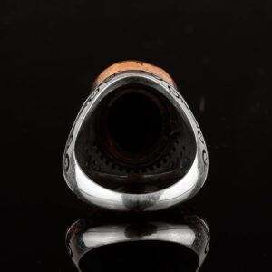 925 Ayar Gümüş Erkek Yüzük, Oniks Taşı ve Allah Hat Sanatı Tasarımı ile - Görsel 8