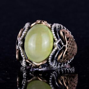 925 Ayar Katı Gümüş Erkek Yüzük Doğal Prehnit Taşı ile, El Yapımı Şıklık - Görsel 5